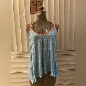 Free People Inspired Blue Tank Top with Neon Straps